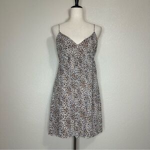 BCBGMaxAzria 100% Silk Leopard Spaghetti Strap Mini Dress